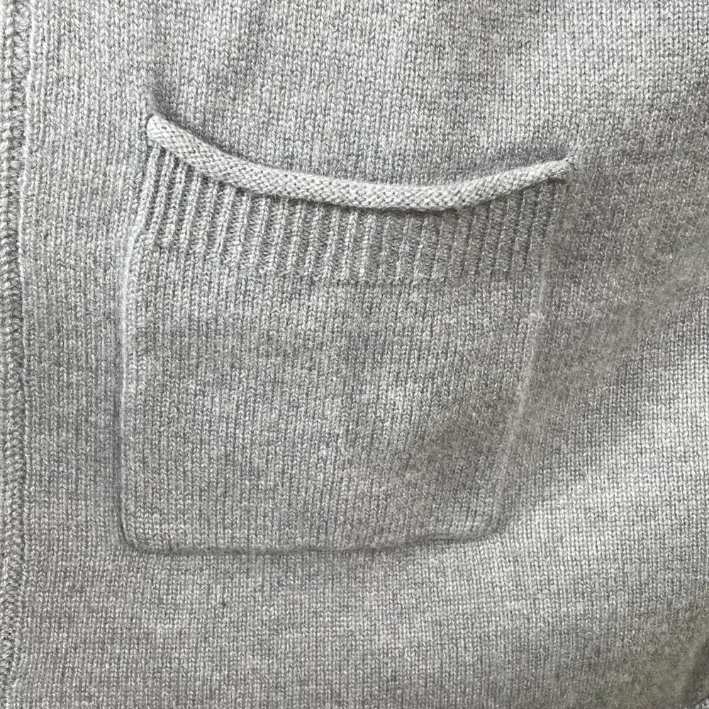 Poetry 100% Cashmere Open Front Cardigan Sweater Gray Knit Pocket Cocoon Wrap L View 6